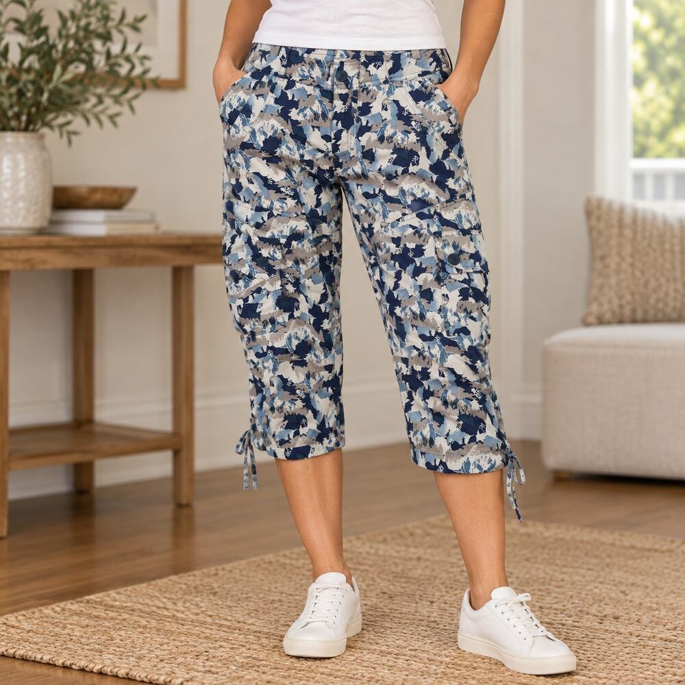 North Face Womens Camouflage Capri Pants Size 8 30" Cargo Nylon Hiking Gorp 2010